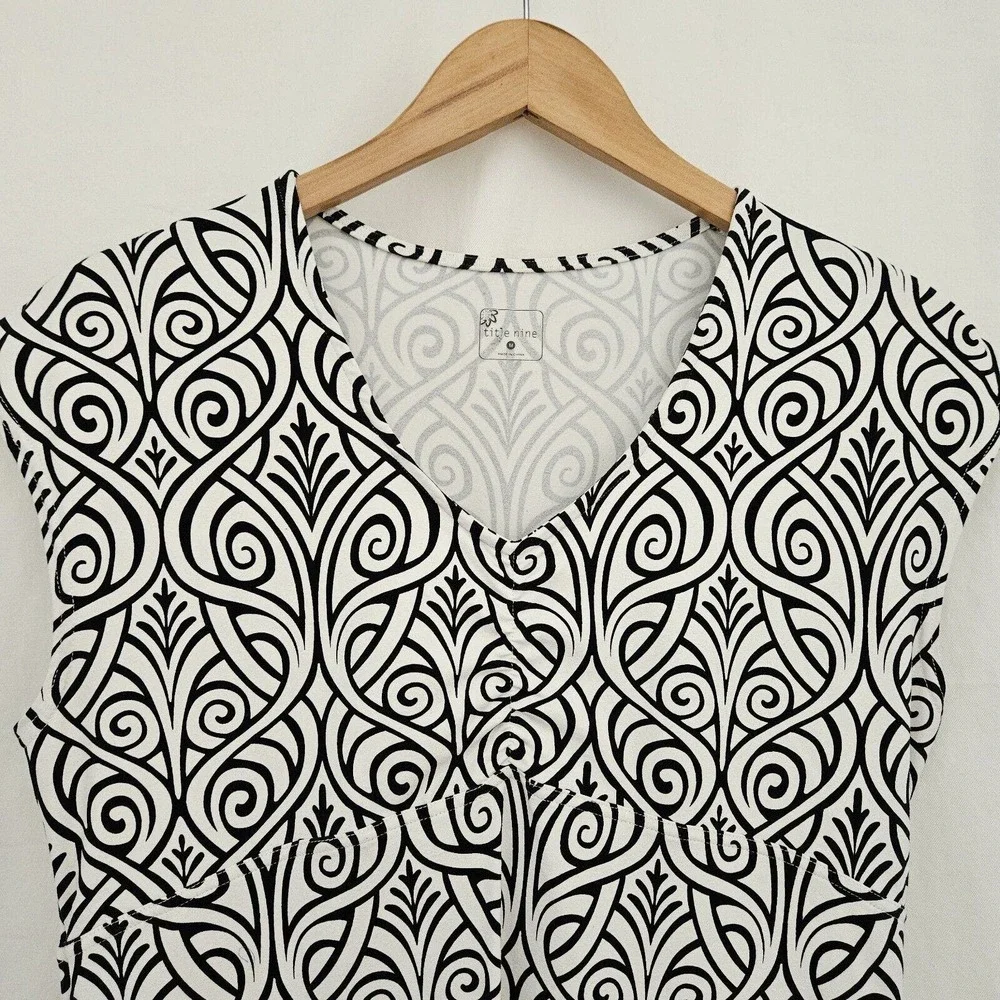 Title Nine Black and White Sheath Midi Dress V-Neck - Picture 3 of 10